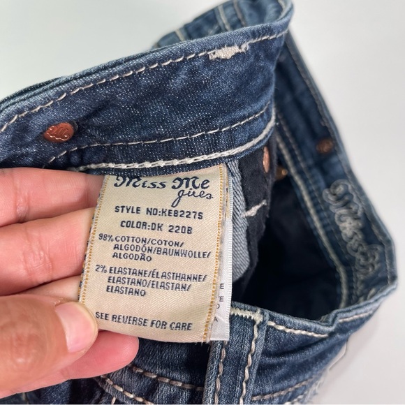 Miss Me Girls Youth 12 Skinny Denim Blue Jeans Pink Embroidery RhinestoneKE8247S - Picture 11 of 11